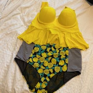 Yellow and lemon high waisted swimsuit